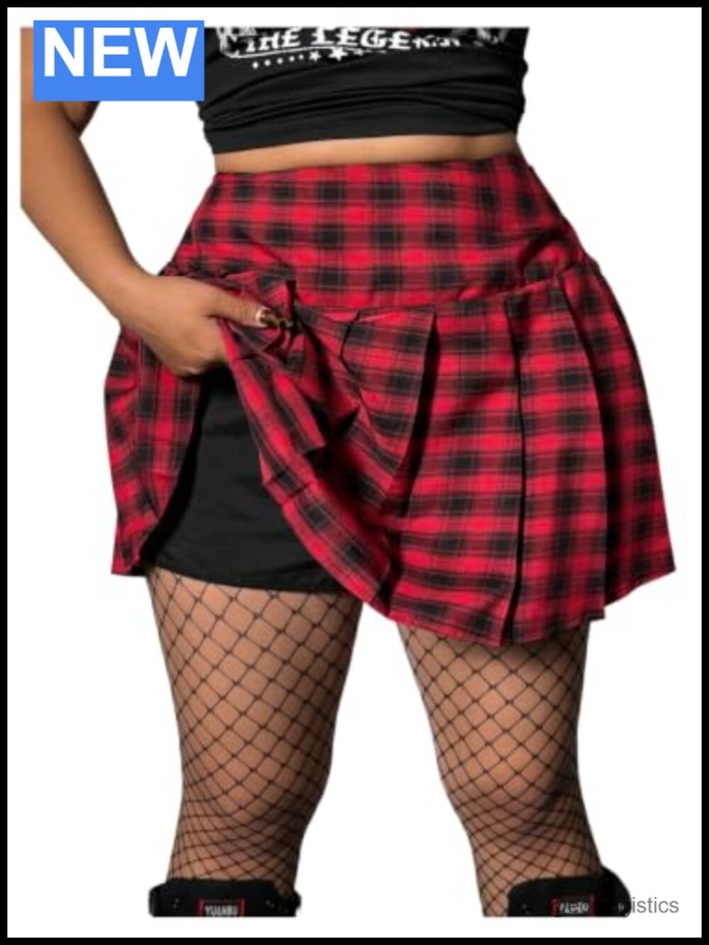 Women's Plus Size High Waisted Y2K Plaid Pleated Skorts A-Line Mini Elastic